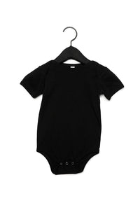 BABY BLACK JERSEY SHORT SLEEVE ONE PIECE