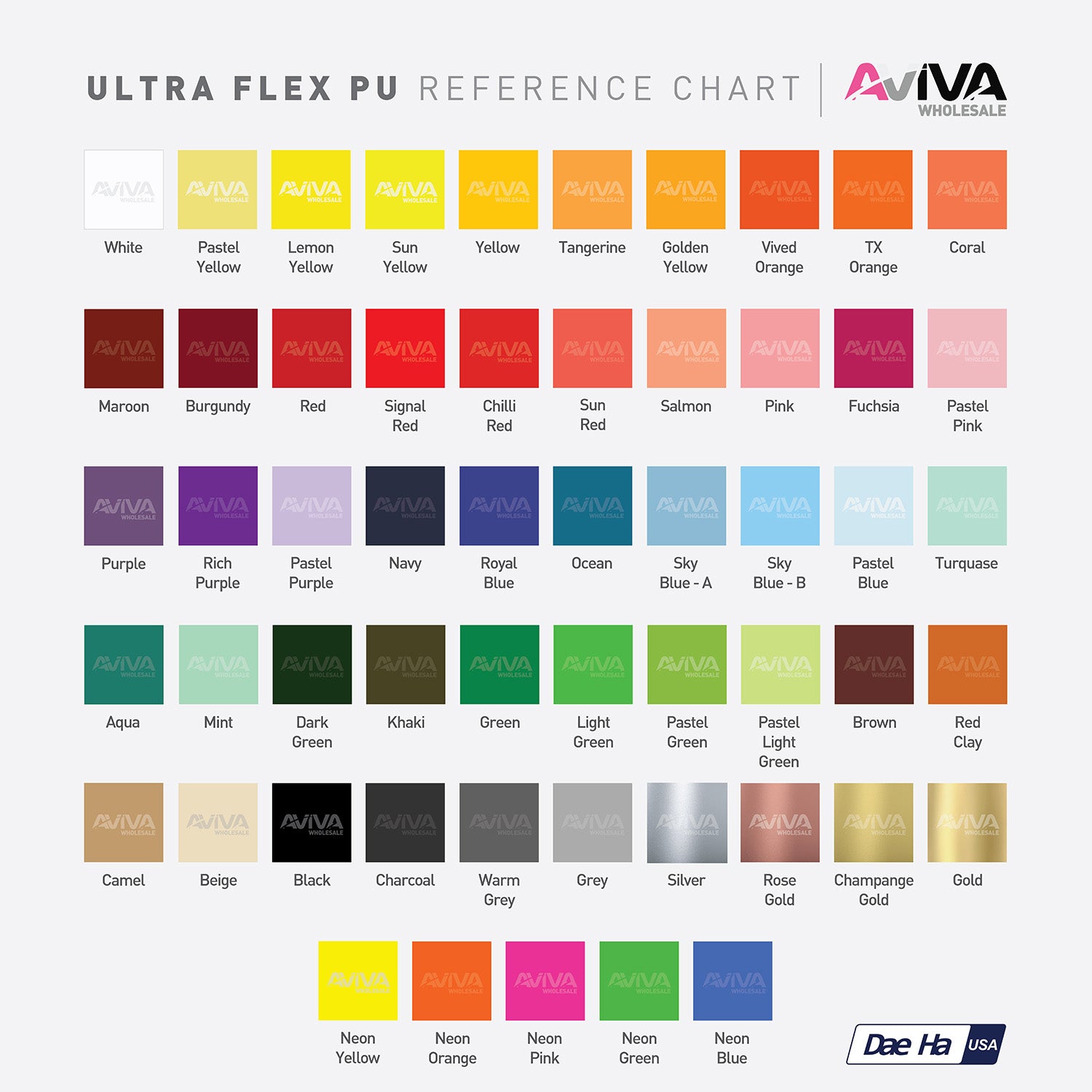 Ultra Flex Regular Colors 20” wide Heat TRANSFER Vinyl for T-Shirt and –  Aviva Wholesale