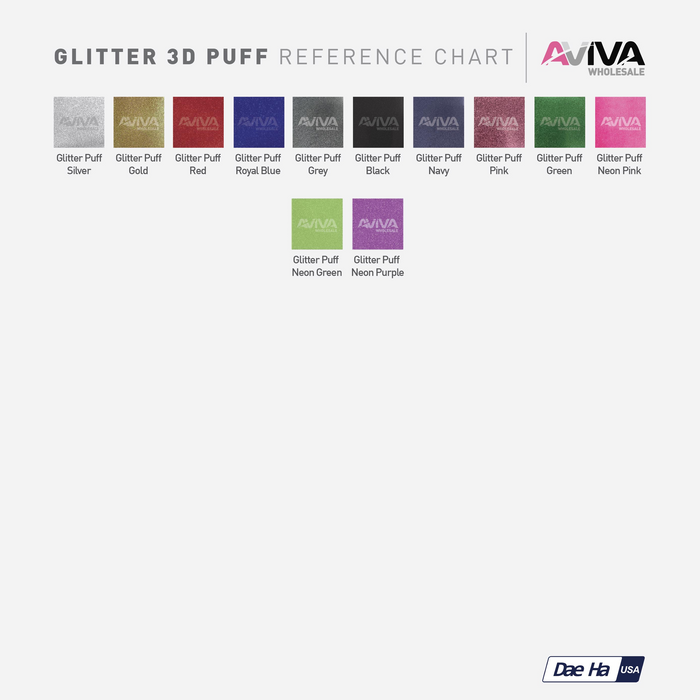Ultra Flex Glitter 3D PUFF 20” wide Heat TRANSFER Vinyl for T-Shirt and Apparel - HTV