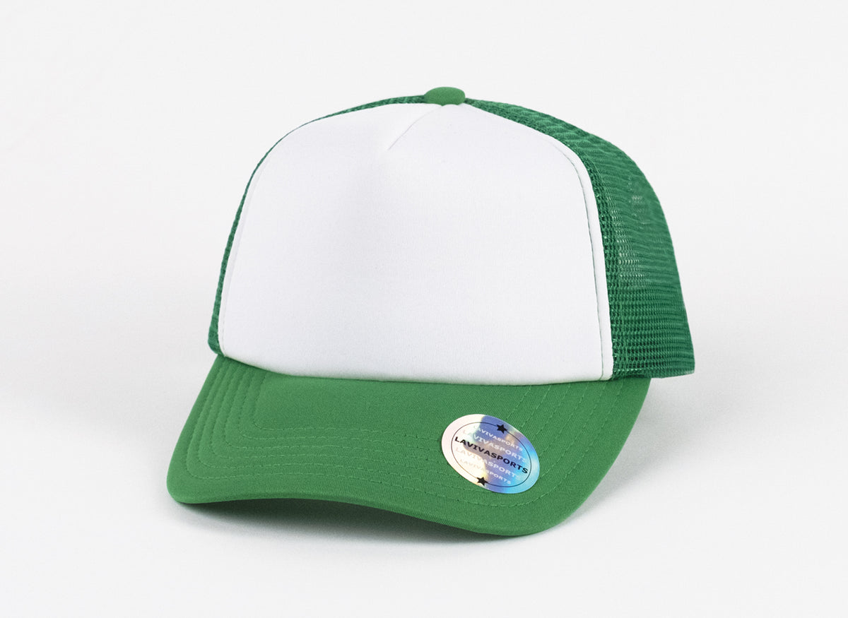 Men's Adventure Hat Outdoor Trucker Cap, White/Forest Green