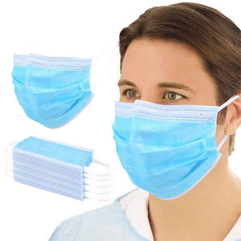 50 Pcs Disposable Face Masks, Surgical type non-medical Dust Breathable %95 filtration rate Face Mask, Comfortable Sanitary Mask Thick 3-Layer Elastic Earloop