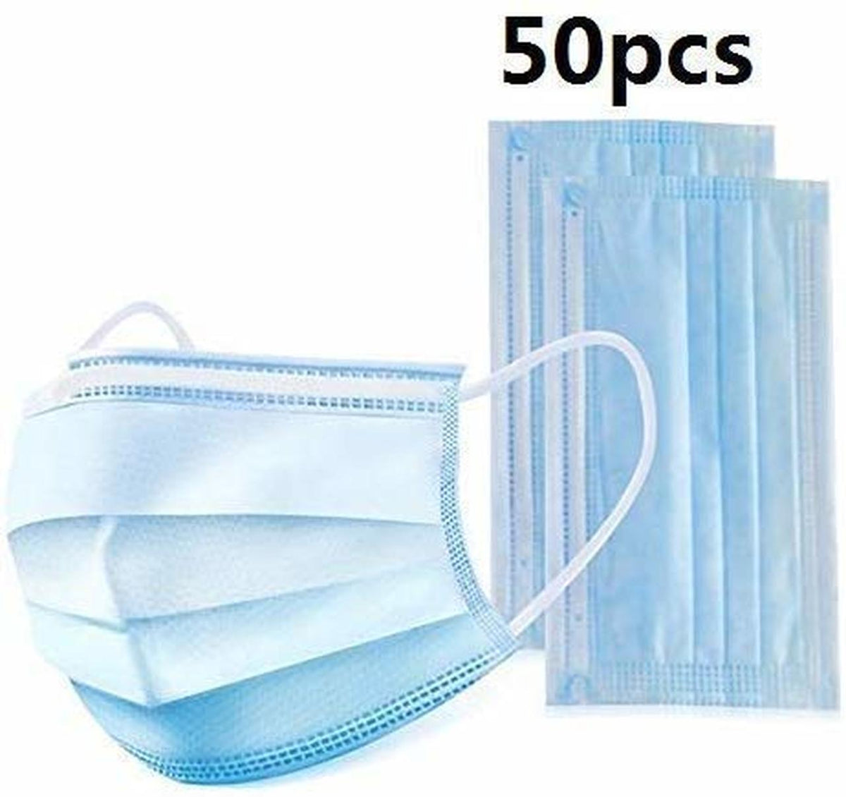 50 Pcs Disposable Face Masks, Surgical type non-medical Dust Breathable %95 filtration rate Face Mask, Comfortable Sanitary Mask Thick 3-Layer Elastic Earloop