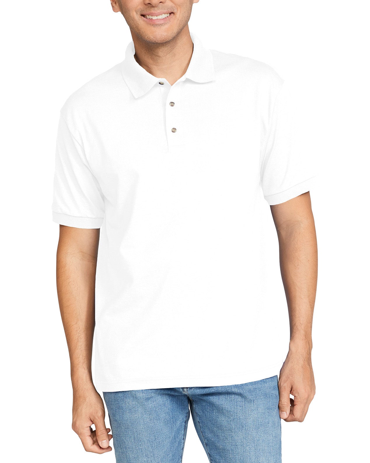 Gildan white shop polo shirt