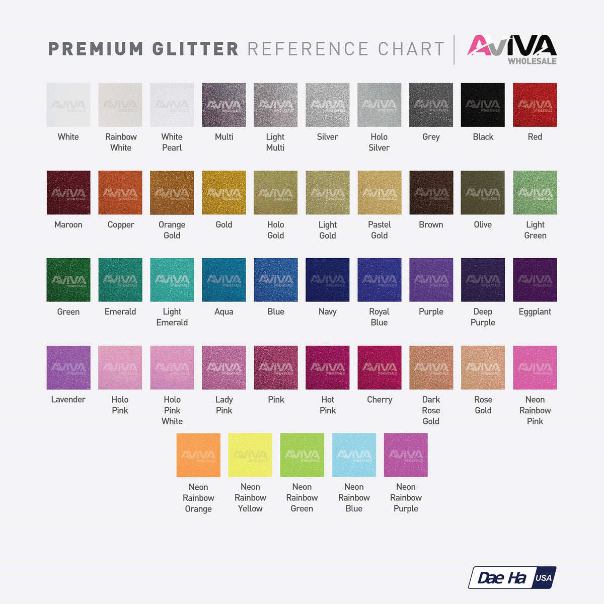 Ultra Flex Glitter Regular Colors 20” wide Heat TRANSFER Vinyl for T-Shirt and Apparel - HTV